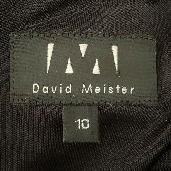 David Meister Dress Asymmetrical Keyhole Neckline Long Sleeve | Black | 10 - Picture 8 of 10